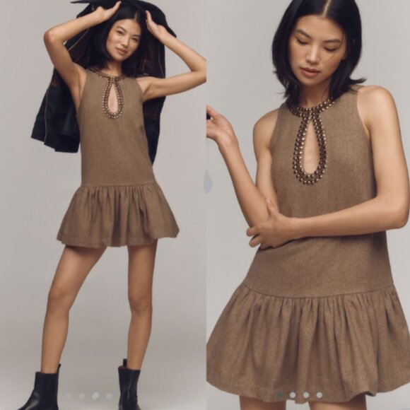 Brand New By Anthropologie Beaded Keyhole Sleeveless Mini Dress - Picture 6 of 10